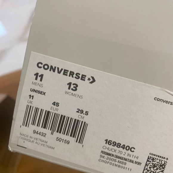 Converse Chuck 70 2-in-1 x Feng Chen Wang Persimmon Ivory 2020 Mens Sz 11 - Picture 5 of 6